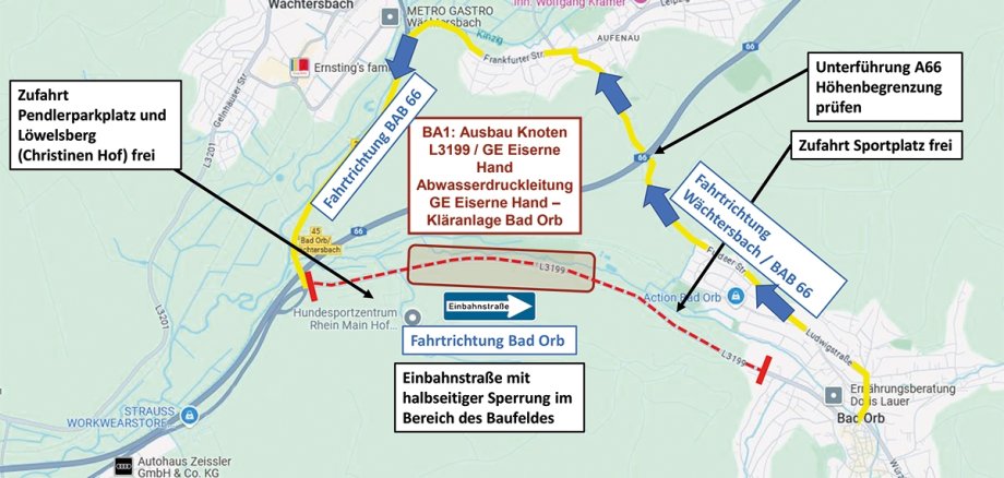 Umleitung Teilsperrung Bad Orb - Eiserne Hand