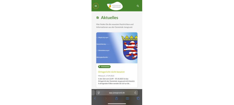 app.jossgrund.de im Safari aufrufen